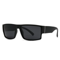 Modern men's square polarized sunglasses in matte black with metal trim on temples - Sand Black / Black Grey