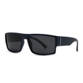 Modern square polarized sunglasses in matte navy blue frame with silver accents - Deep Blue