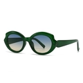 Futuristic polygon sunglasses with dark green translucent frame and gradient lenses - Green Frame Blue Tea Gradient Lens