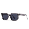 Occhiali da sole quadrati retrò oversize grigio trasparente con lenti grigio scuro e rivetti - C6 Montatura Grigia Lenti Grigio Nero