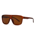 Modern flat top polarized square sunglasses with translucent brown frames for men - Tea Frame Tea Lens