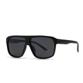 Matte black square polarized sunglasses with dark lenses for men in a modern style - Matte Black Black Grey Lens