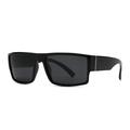 Klassische quadratische schwarze Sonnenbrille mit polarisierten Gläsern und Silberverzierung - Glänzendes Schwarz Grau