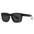 Classic square polarized sunglasses in glossy black frame with dark grey lenses - C1 Glossy Black Full Grey