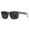 Square polarized sunglasses in transparent grey frame for a modern unisex fashion look - Transparent Grey Frame Black Grey Lens