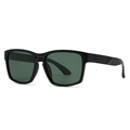 Modern matte black square frame polarized sunglasses with dark green lenses and geometric arms - C5 Black Frame Green Lens