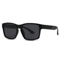 Modern square frame polarized sunglasses for men with matte finish and structured temples - Sand Black All Gray
