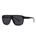 Square polarized sunglasses for men with thick black frame and dark grey lenses - Bright Black Frame Gray Lens