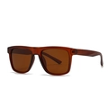 Polarized square sunglasses in amber tortoiseshell frame with classic brown lenses - Amber Tea (C5)