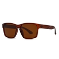 Modern square polarized sunglasses with amber frames and brown lenses in a minimal style - Tea Frame/Tea Lens