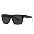 Modern black square polarized sunglasses for men with a matte finish and thick frames - C1 Glossy Black Full Grey