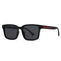 Black square frame polarized sunglasses with distinctive red stripe detail on the temple - C3 Matte Black Frame Grey Lens