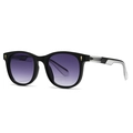 Retro narrow frame sunglasses with purple gradient lenses and gold diamond accents - Black Frame Gradient Grey Lens