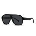 Mattschwarze Polarisierte Oversize-Sonnenbrille mit grauen Gläsern und strukturierten Bügeln - Schwarzer Rahmen Schwarz-graue Linse