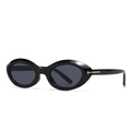 Gafas de sol retro negras estilo cat-eye con detalles metálicos dorados en forma de T - Negro (C1 Montura Negra Lente Gris)