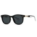 Narrow black frame sunglasses with dark grey lenses and gold metal arrow rivets - Black Frame Gray Lens