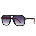 Occhiali da sole aviator retrò montatura nera opaca e lenti sfumate viola stile vintage - Montatura Nera Aste Rosse Lenti Grigie