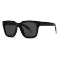 Modern square frame sunglasses in glossy black finish with dark grey lenses for women - Black Frame Black Grey Lens