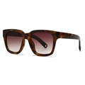 Modern square tortoise shell sunglasses with gradient lenses and thick retro frames - Tortoise Frame Tea Lens