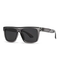 Polarized square sunglasses in transparent dark gray frame with modern flat top style - Transparent Grey Frame Black Grey Lens
