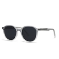 Classic round sunglasses in translucent smoke grey frame with dark tinted lenses - Light Gray (C6)