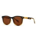 Retro D-frame sunglasses in black and amber gradient finish with silver arrow rivets - Black & Tortoise Frame Tea Lens
