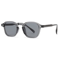 Retro grey acetate sunglasses with silver rivet accents and textured metal core temples - Grey Frame Grey Lens