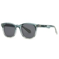 Modern narrow retro sunglasses with transparent teal frame and dark grey lenses - Green Frame Gray Lens