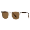 Retro sunglasses with transparent frames and brown lenses featuring tortoiseshell temples - C3 Transparent Frame Tea Lens