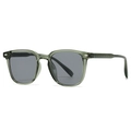 Lunettes de soleil carrées vert foncé translucide avec verres gris et rivets argentés - C6 Monture Verte Verre Gris