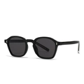 Lunettes de soleil carrées noires rétro avec accents argentés et verres gris foncé tendance - Monture Noire Verre Noir Gris