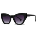 Occhiali da sole cat eye chic con montatura nera lucida e lenti viola sfumate - Montatura Nera Viola Sfumato