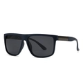 Modern square polarized sunglasses in matte dark blue frame for men's outdoor fashion - Deep Blue/Black Grey