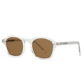 Lunettes de soleil rétro vintage avec monture transparente et verres marron en vue à 45 degrés - Transparent Verre Marron