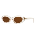Modern retro oval cat-eye sunglasses with transparent frames and brown lenses - Champagne (C7 Champagne Frame Tea Lens)