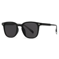 Classic black square frame sunglasses with dark grey lenses and silver metal rivets - C1 Black Frame Black Grey