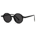 Gafas de sol poligonales retro negras con lentes gris oscuro y remaches metálicos - C1 Montura Negra Negro Gris