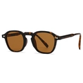 Gafas de sol retro de carey con lentes marrones y detalles plateados - Montura Carey