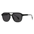 Retro oversized square aviator sunglasses with black frames and dark lenses for men - C1 Black Frame Black Grey
