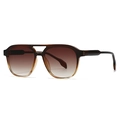 Vintage square frame oversized pilot sunglasses in gradient amber brown with double bridge - C2 Tea Gradient Tea Lens
