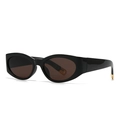 Retro cat-eye sunglasses with thick black oval frames and brown tinted lenses - C6 Black Frame Tea Lens