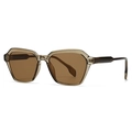 Retro geometric sunglasses with translucent brown frames and tinted lenses in a side view - Light Tea Frame Tea Lens