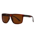 Square frame polarized sunglasses in translucent brown finish with dark lenses - Tea Frame / Tea Lens