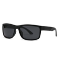 Modern square frame polarized sunglasses with matte black finish and dark grey lenses - Deep Blue / Grey Lens (C4)