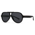 Lunettes aviateur noir mat classiques avec double pont et verres polarisés gris foncé - Noir Sablé / Gris Noir