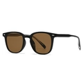 Lunettes de soleil rétro en résine noire avec verres bruns et rivets argentés - C5 Monture Noire Verre Thé