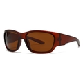 Moderne gepolariseerde vierkante zonnebril met amberkleurig frame en bruine glazen - Thee Frame Thee Lenzen