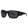 Classic square frame polarized sunglasses with matte black finish and dark grey lenses - Sand Black / Black Grey