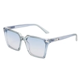 Classic square blue frame sunglasses with gradient lenses and silver metal temple decor - Light Blue Frame Blue Tea Lenses