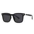 Polarized sunglasses with black square frames and wood texture temples for men and women - C4 Black Frame Gray Lens Gray Wood Grain Temples